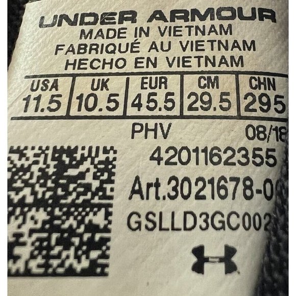 Under Armour Charged Asset 3021678-001 Black Shoes Sneakers Men's US Size 11.5 - Picture 7 of 7